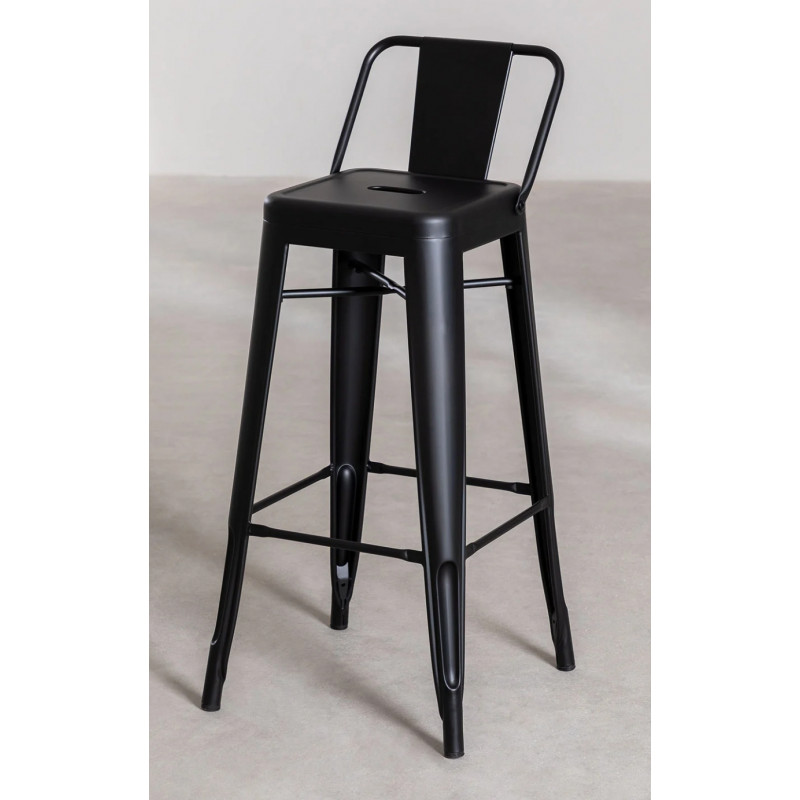 SK TABURETE ALTO LIX CON RESPALDO NEGRO MATE 76 cm
