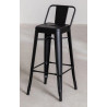 SK TABURETE ALTO LIX CON RESPALDO NEGRO MATE 76 cm