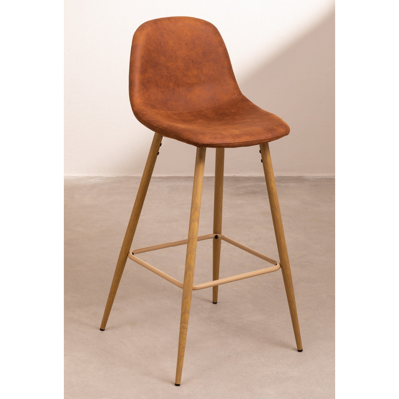 SK TABURETE GLAMM POLIPIEL MADERA NATURAL h.65-75