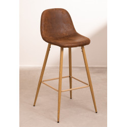 SK TABURETE GLAMM POLIPIEL MADERA NATURAL h.65-75