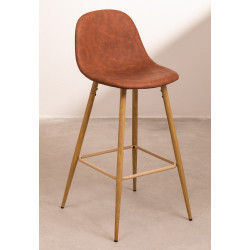 SK TABURETE GLAMM POLIPIEL MADERA NATURAL h.65-75