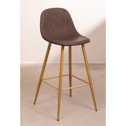 SK TABURETE GLAMM POLIPIEL MADERA NATURAL h.65-75