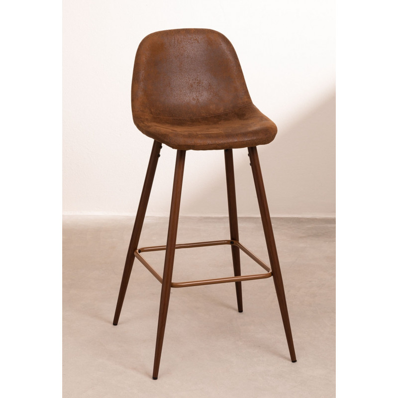 SK TABURETE GLAMM POLIPIEL MADERA OSCURA h.65-75