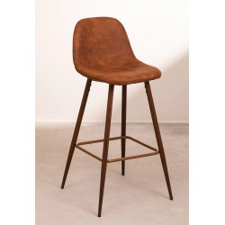 SK TABURETE GLAMM POLIPIEL MADERA OSCURA h.65-75