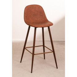 SK TABURETE GLAMM POLIPIEL MADERA OSCURA h.65-75