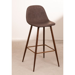 SK TABURETE GLAMM POLIPIEL MADERA OSCURA h.65-75