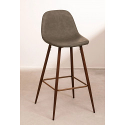 SK TABURETE GLAMM POLIPIEL MADERA OSCURA h.65-75