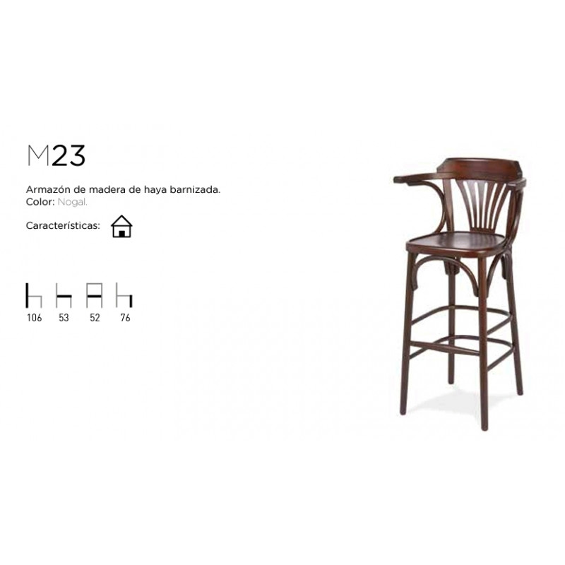 ROM TABURETE M23 MADERA HAYA BARNIZADO NOGAL