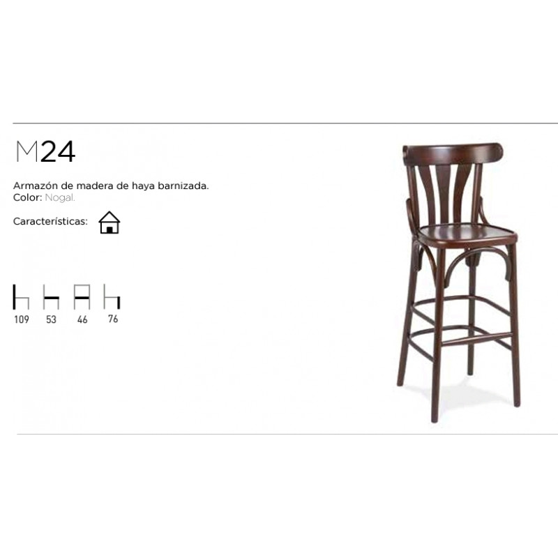 ROM TABURETE M24 MADERA HAYA BARNIZADO NOGAL