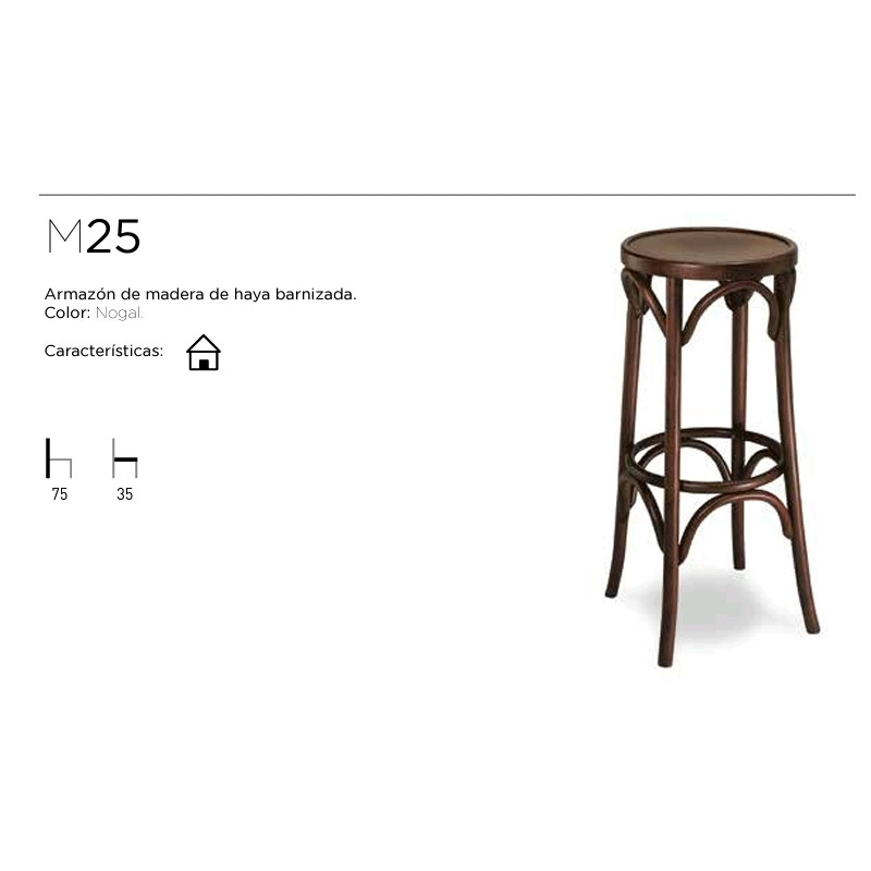 ROM TABURETE M25 MADERA HAYA BARNIZADO NOGAL