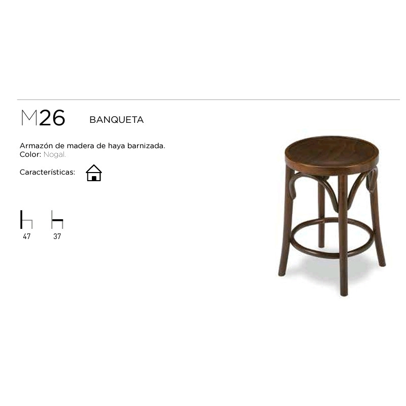 ROM TABURETE M26 MADERA HAYA BARNIZADO NOGAL