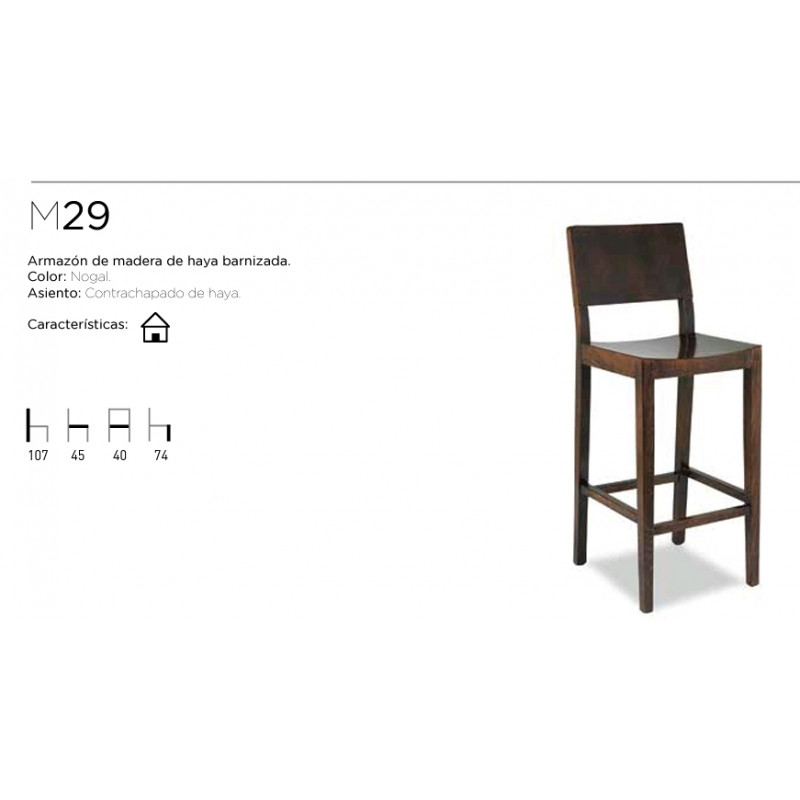 ROM TABURETE M29 MADERA HAYA BARNIZADO NOGAL