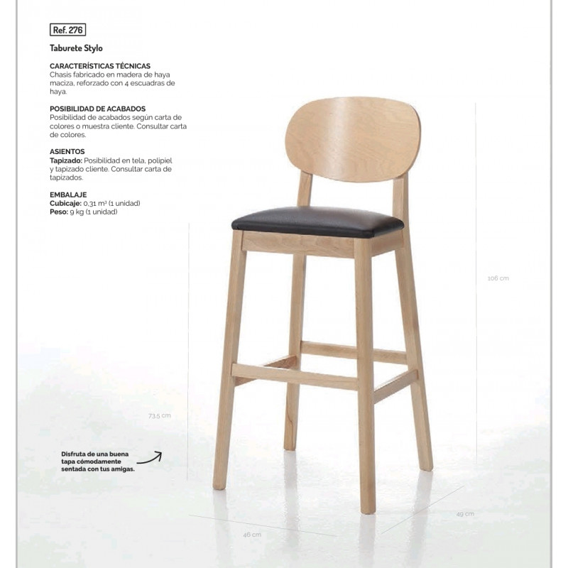 TAL TABURETE STYLO MADERA HAYA 276