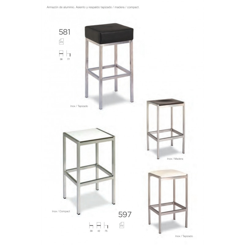 TABURETES ROM 581 Y 597 ALM TAP. - MAD. - COMPACT
