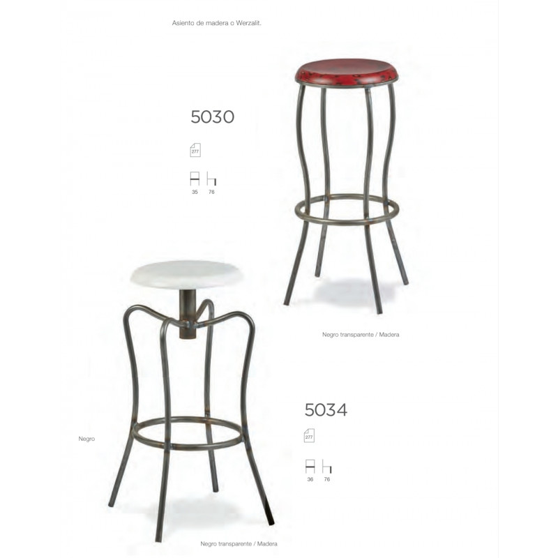 TABURETES ROM ACERO 5030 Y 5034 NEGRO-MADERA