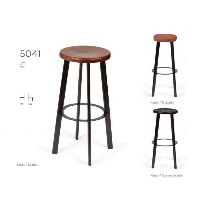 TABURETE ROM 5041 ACERO MADERA-TAPIZADO-ESPUMA