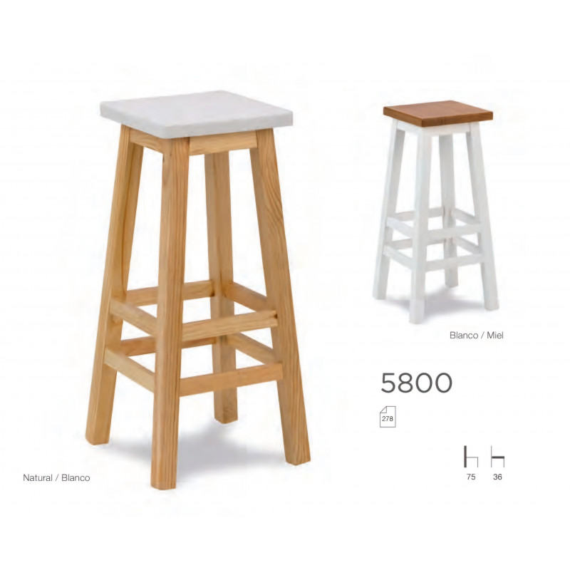 TABURETE ROM 5800 MADERA NATURAL BLANCO