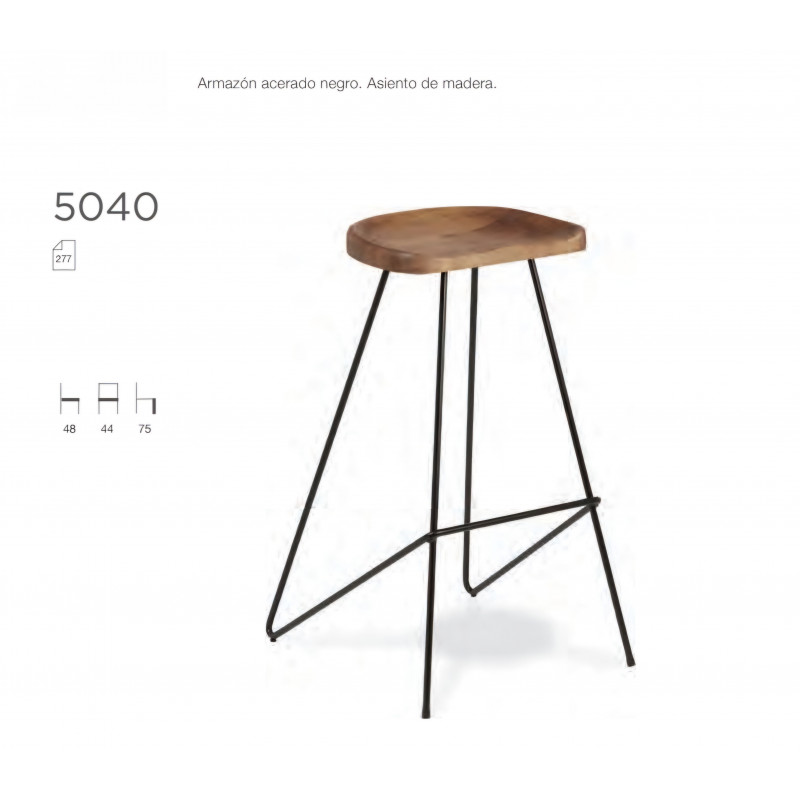TABURETE ROM MADERA ACERO NEGRO