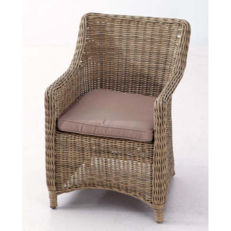 JAVA ALM RATAN REDONDO NATURAL CON COJÍN TAUPE