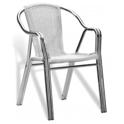 SILLÓN DOBLE TUBO ALM RATÁN REDONDO