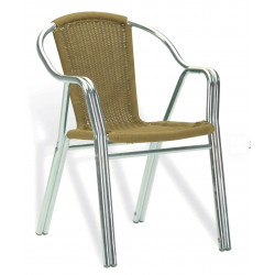 SILLÓN DOBLE TUBO ALM RATÁN REDONDO