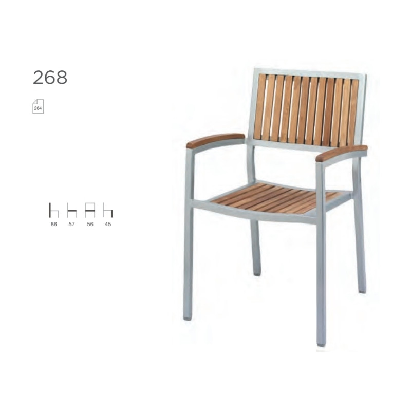 SILLÓN 268 ALUMINIO-LAMAS MADERA TECA
