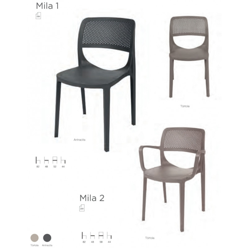 SILLA MILA 1 Y SILLÓN MILA 2 POLIPROPILENO