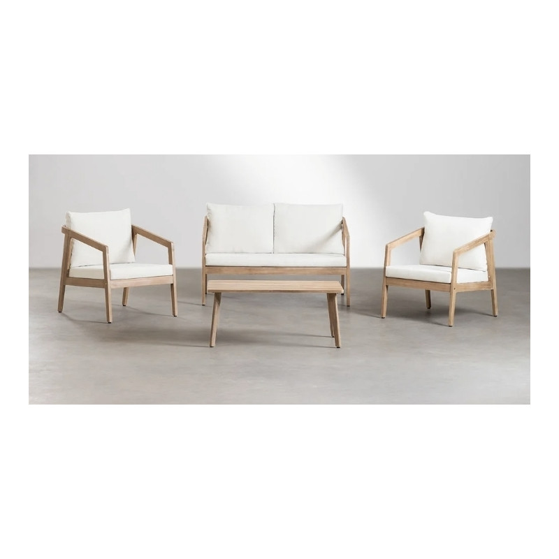 CONJUNTO JARDÍN KAELA MADERA ACACIA CON SOFÁ 2 PLZ